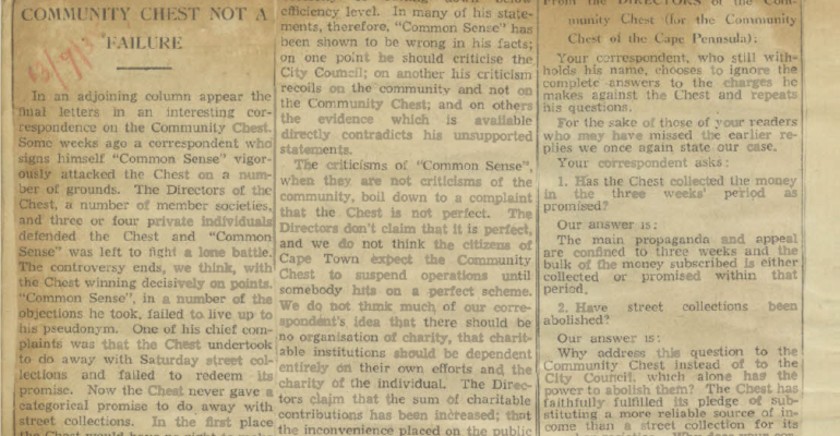 Community Chest not a failure